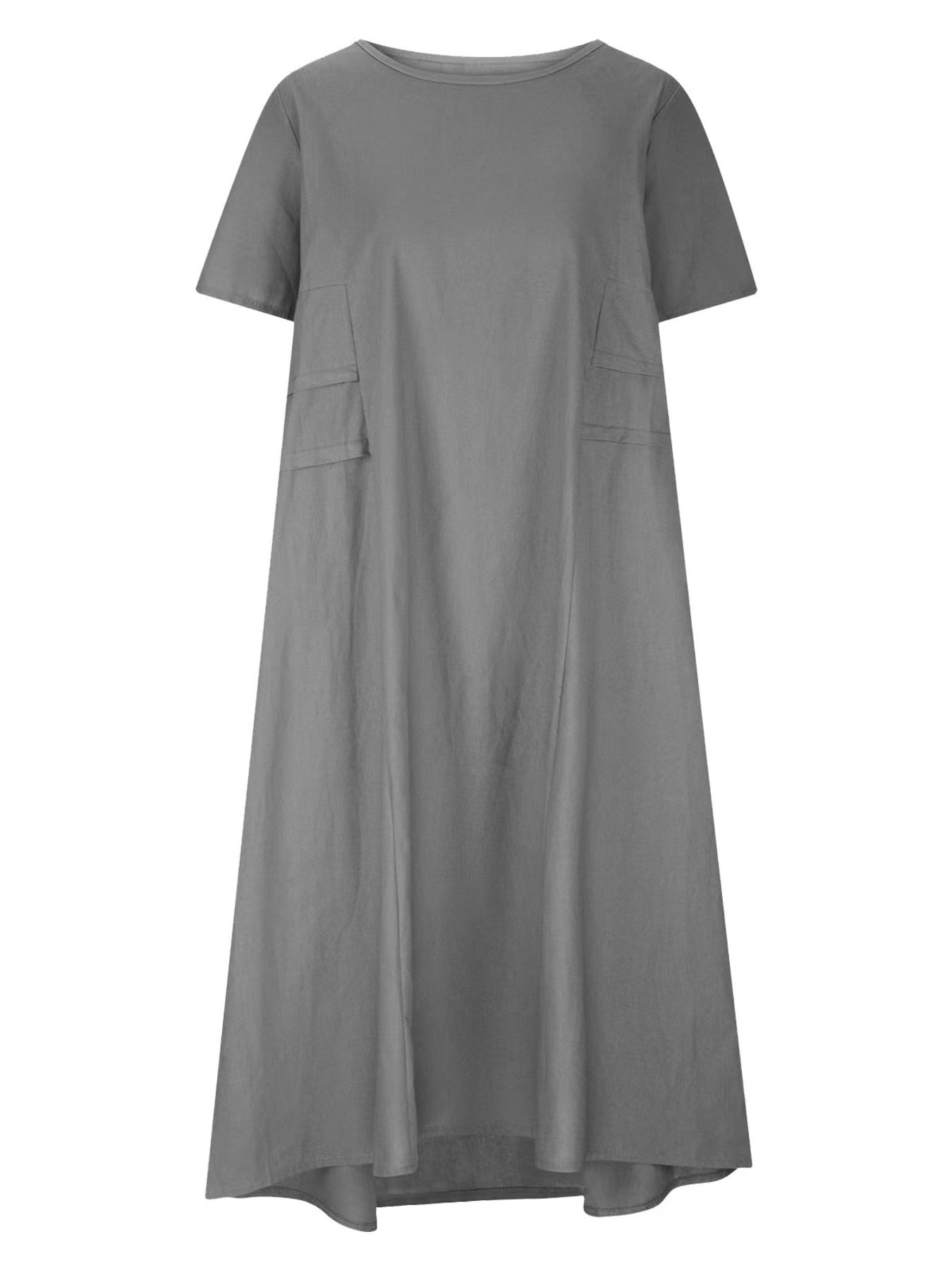 Full Size Casual Linen Blend Midi Dress Plus Size