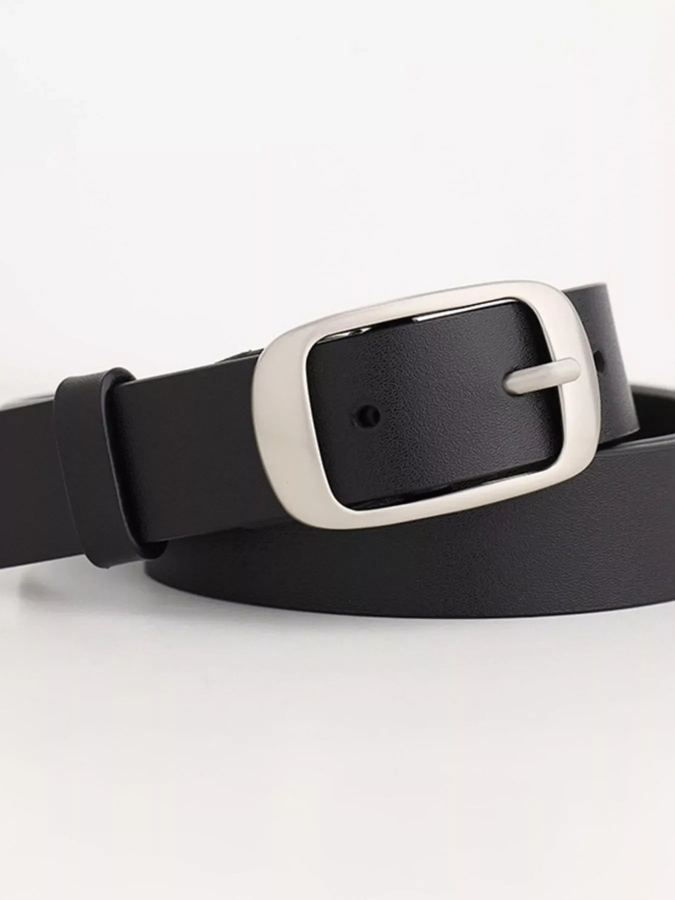 Leather Belt with Silver Buckle