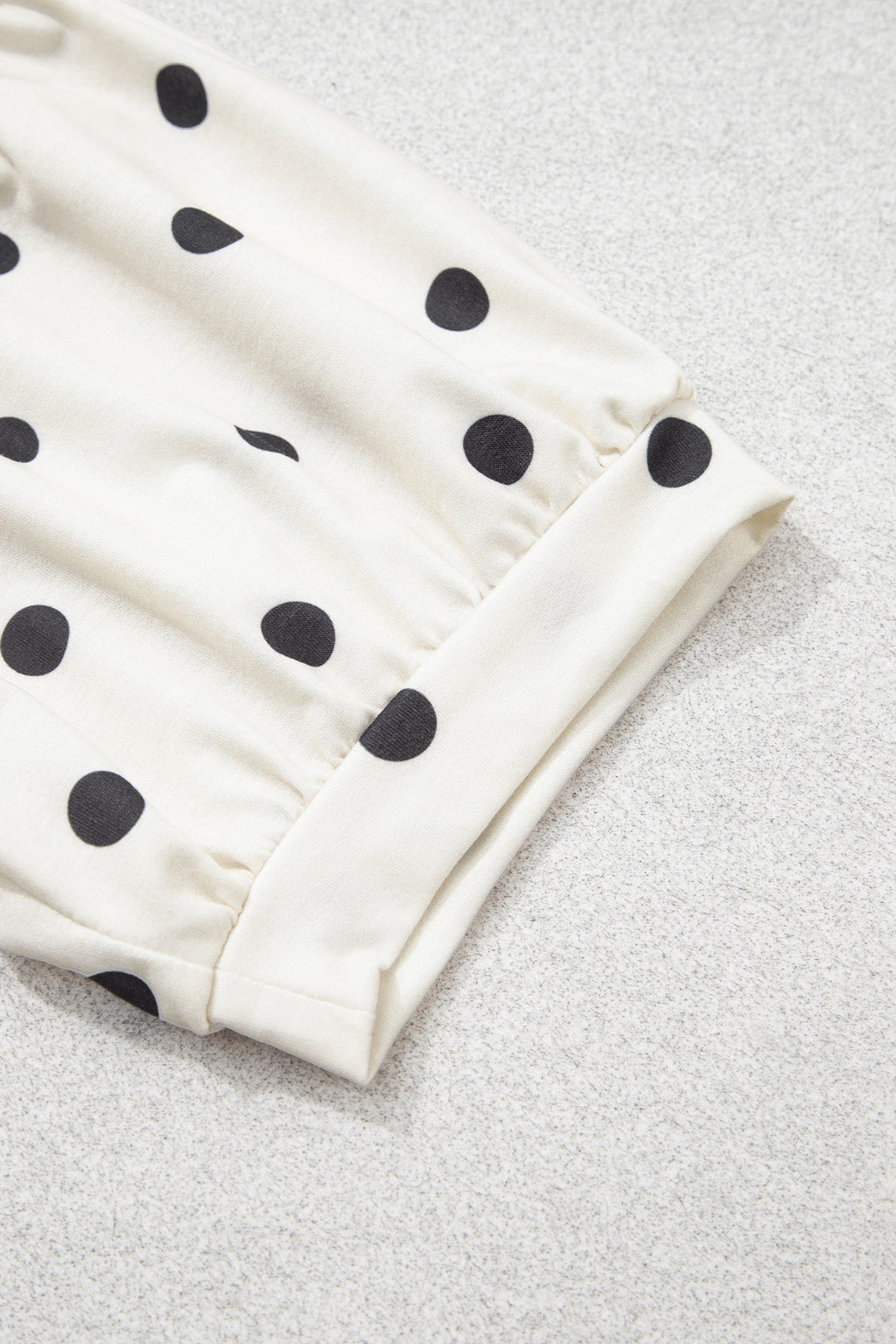 Beige Polka Dot Half Sleeve Loose Top Elastic Waist Casual Pants Set