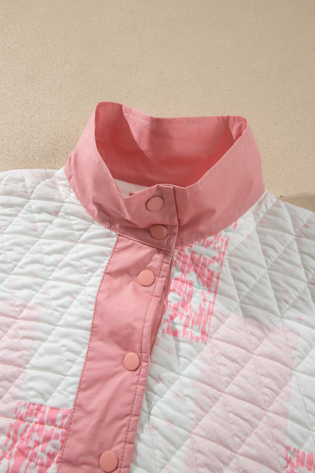Multicolour Floral Quilted Half Button Pocketed Pullover Sweatshirt