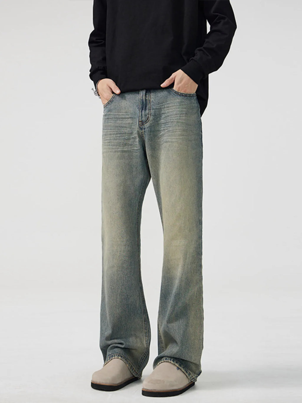 Men's Full Size Wash Wide Leg Bootcut Jeans Plus Size