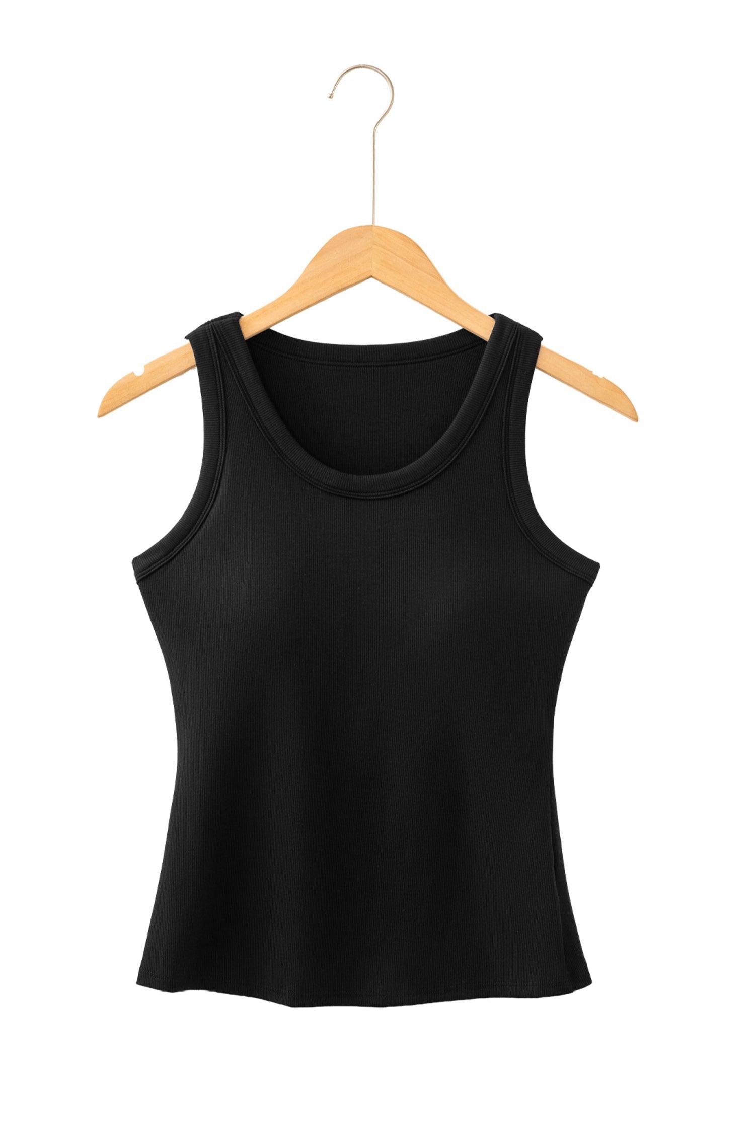 Dark Khaki Slim Ribbed Padded Tank Top