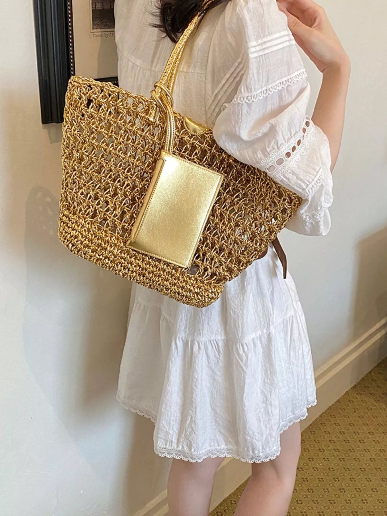 Woven Straw Tote Bag