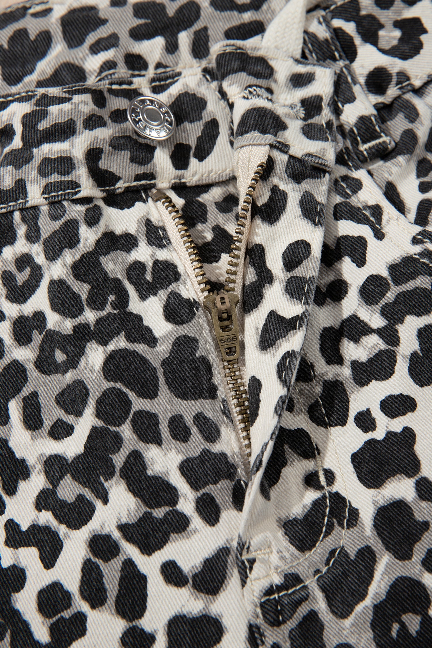 Khaki Leopard Print Drawstring Waist Straight Leg Jeans