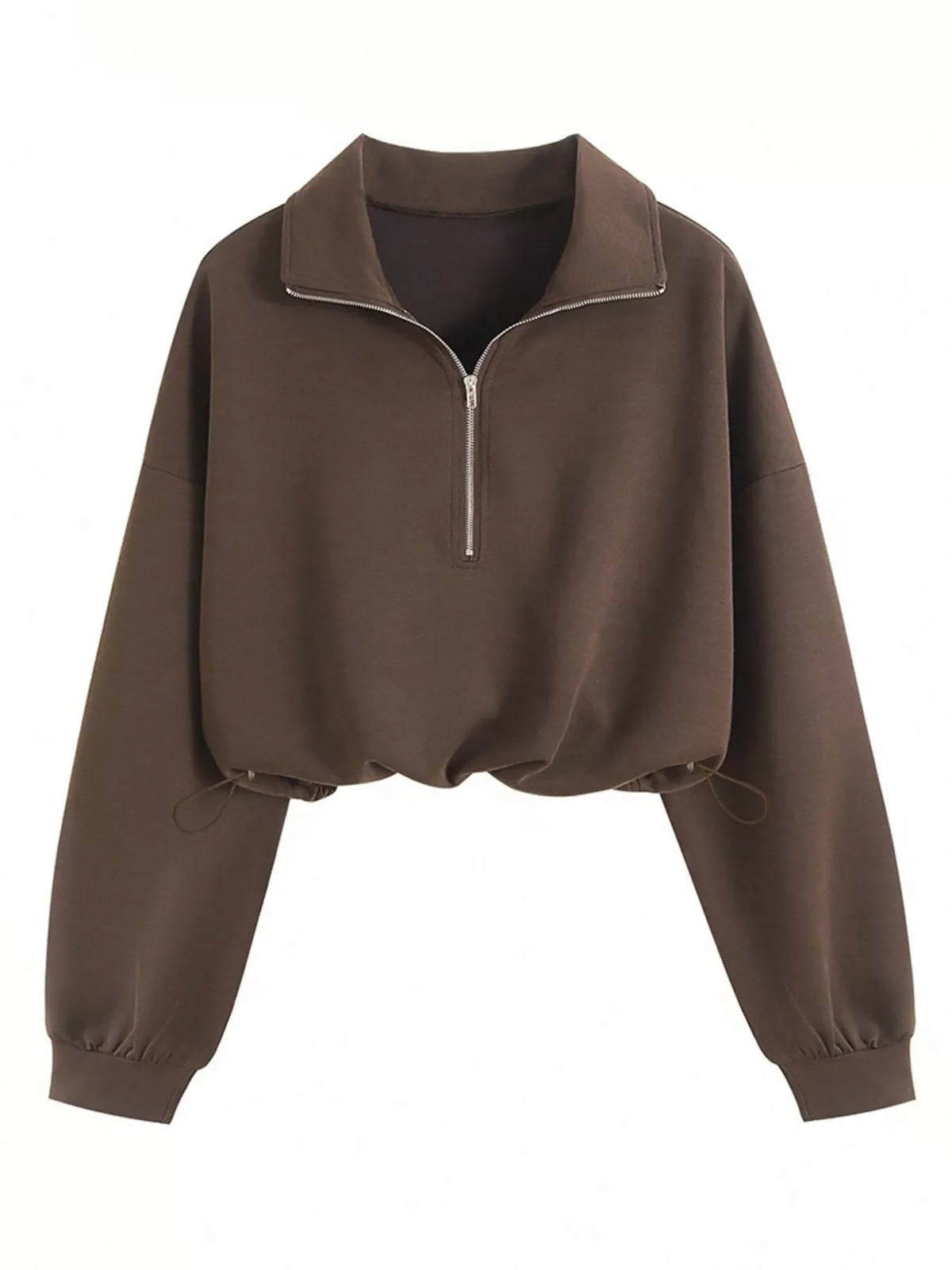 Half Zip Drawstring Hem Sweatshirt