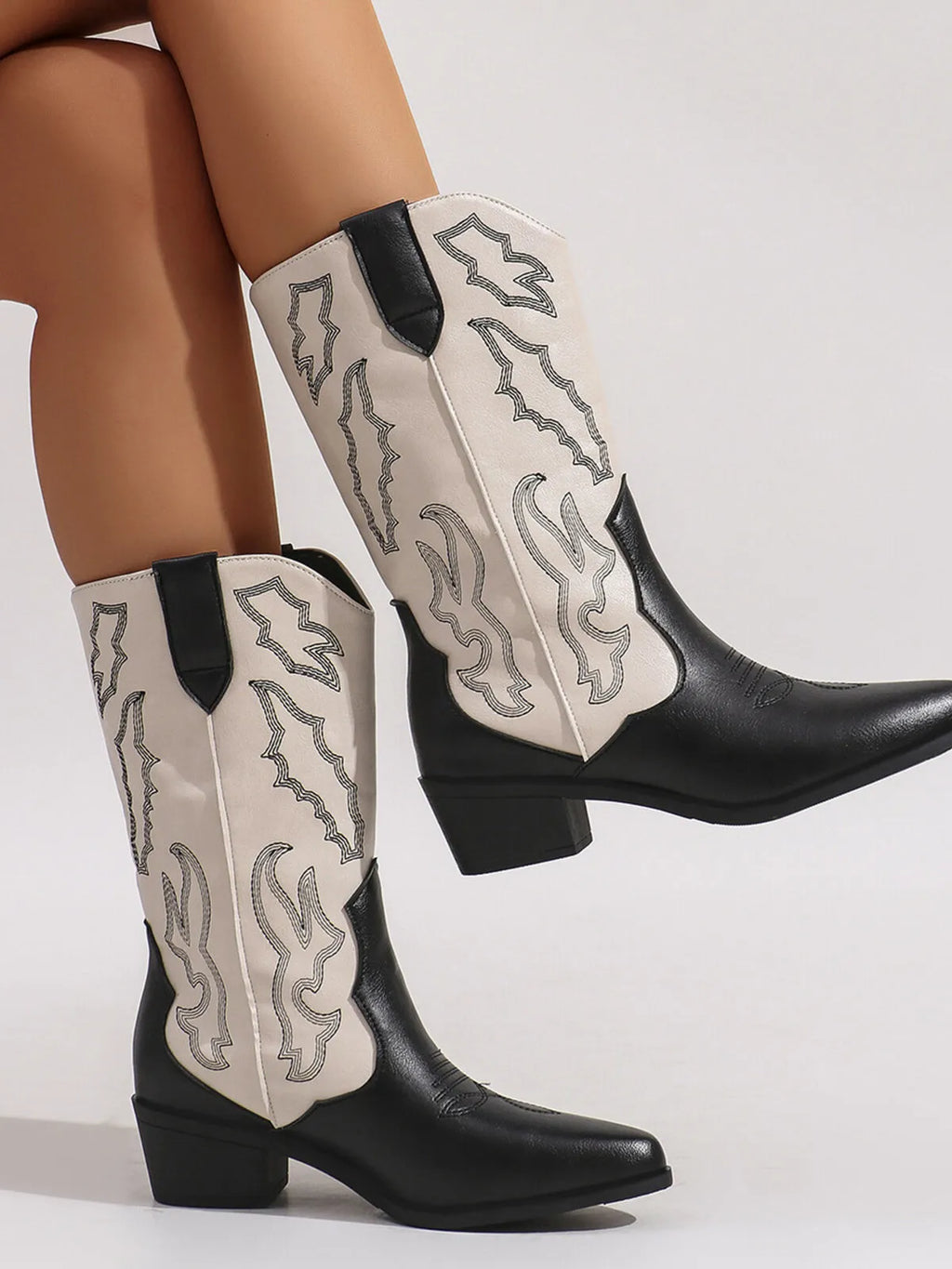 Point Toe Block Heels Boots