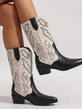 Point Toe Block Heels Boots