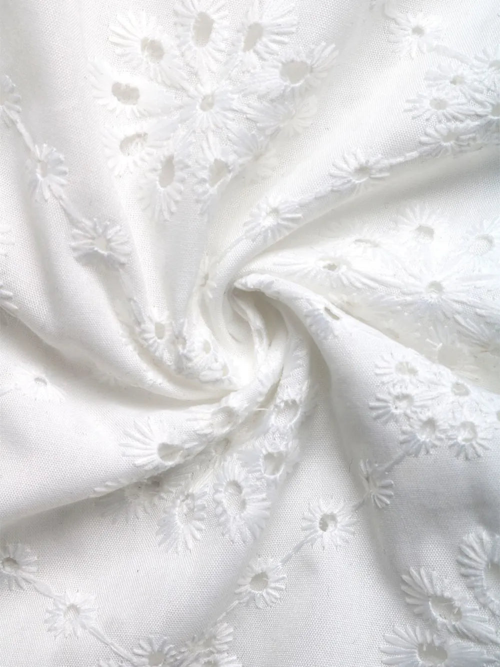 Eyelet Notched Neck Ruffled Cap Sleeve Blouse