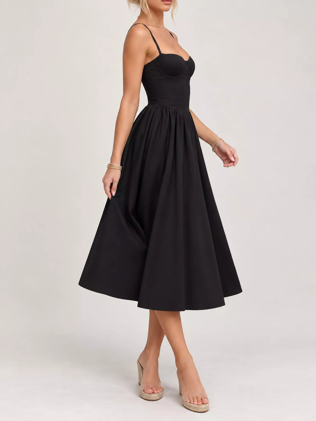 Sweetheart Neck Midi Cami Dress