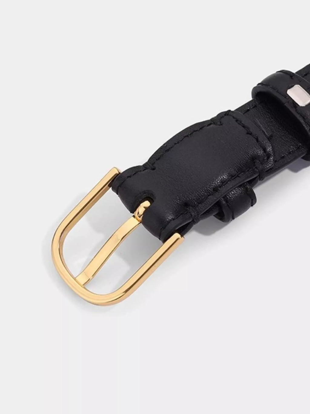 Classic Leather Belt with Golden Buckle