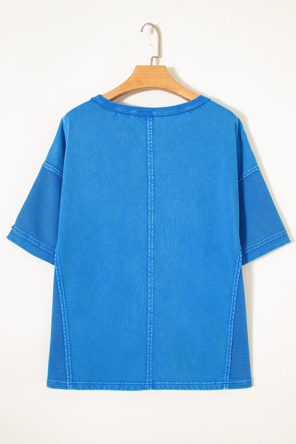 Blue Mineral Wash Star Mesh Patchwork Oversize Tee