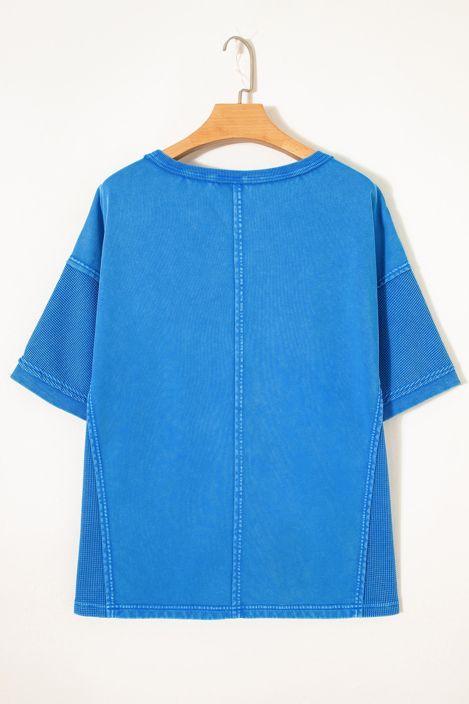 Blue Mineral Wash Star Mesh Patchwork Oversize Tee