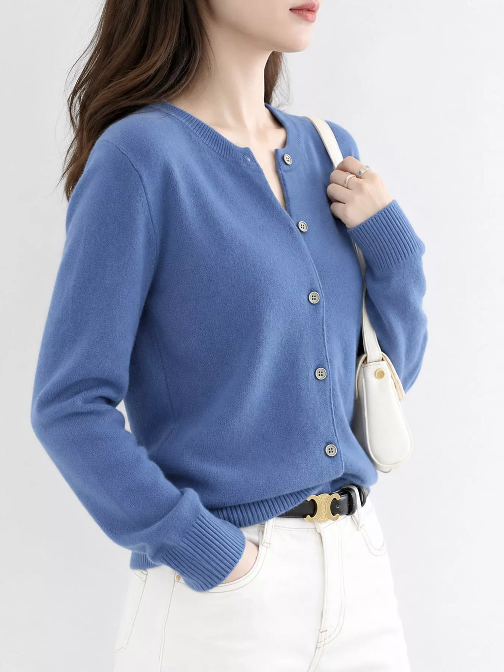 Crew Neck Button-Down Cardigan