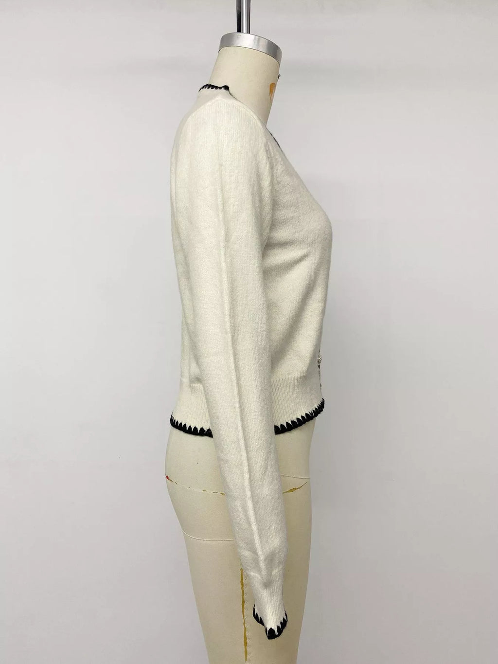 Contrast Trim V-Neck Button-Down Cardigan