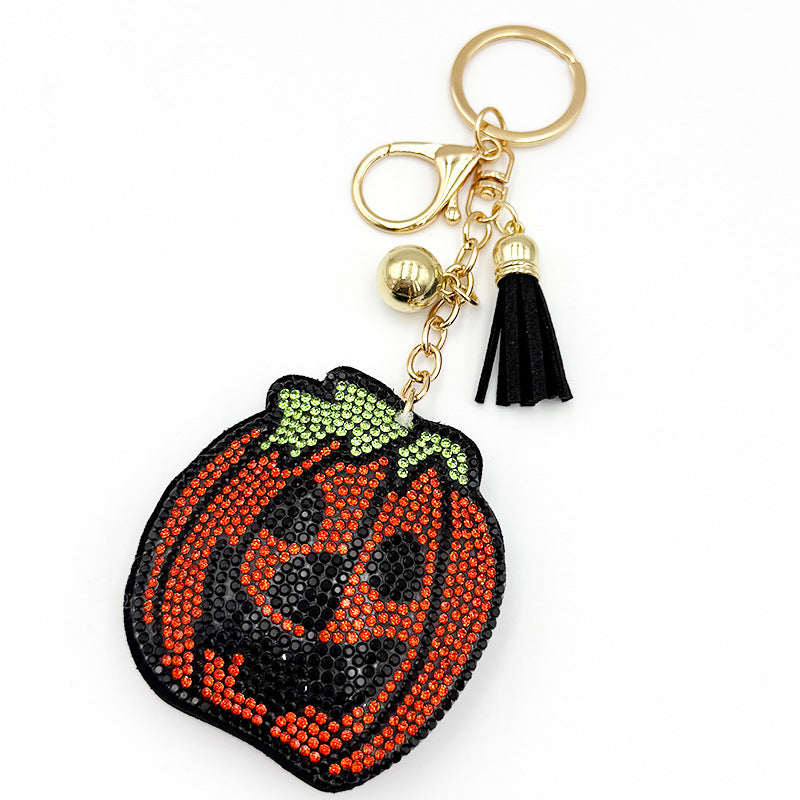 Halloween Creative Diamond-Encrusted Pumpkin Keychain