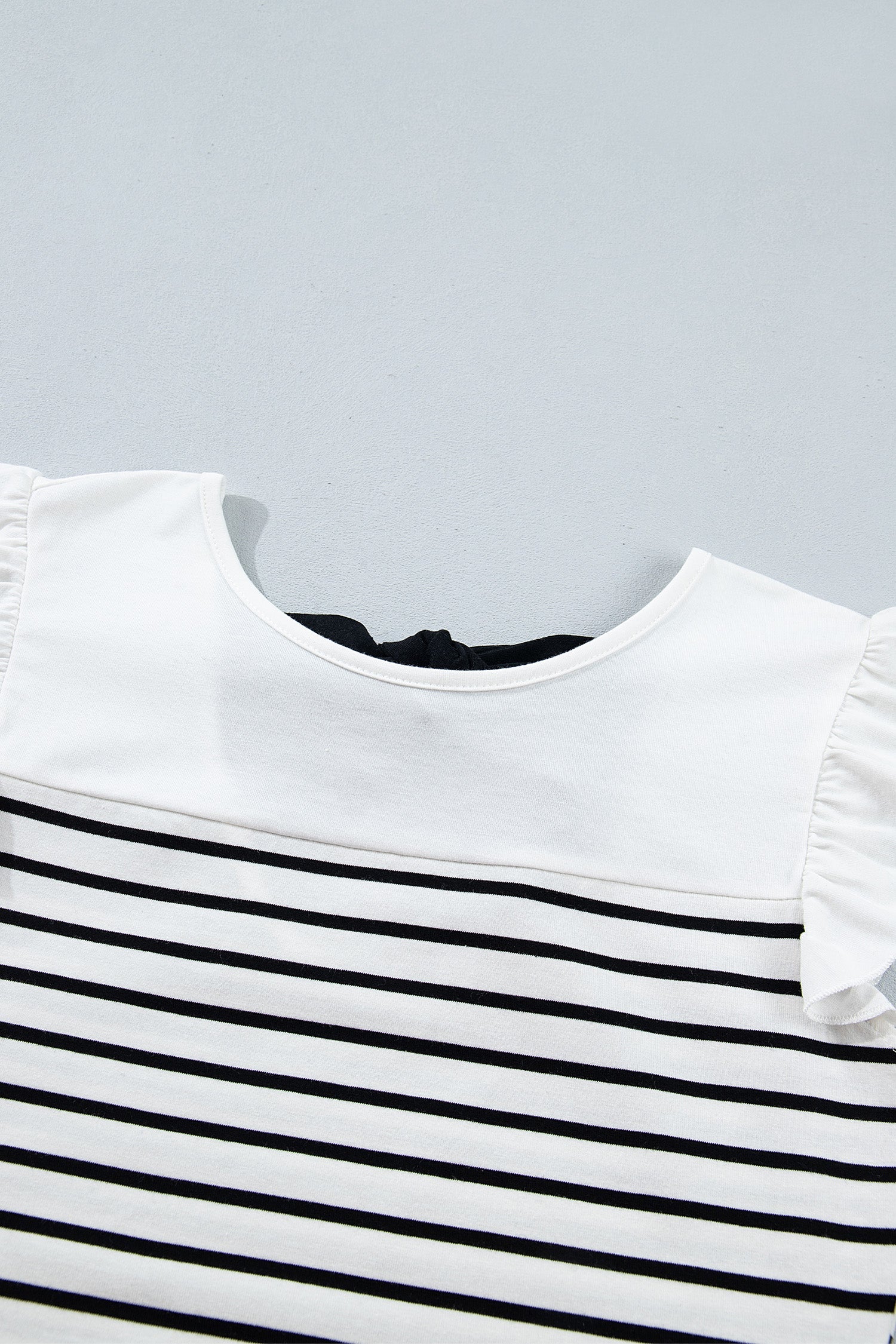 White Stripe Contrast Knot Back Ruffle Trim Tank Top