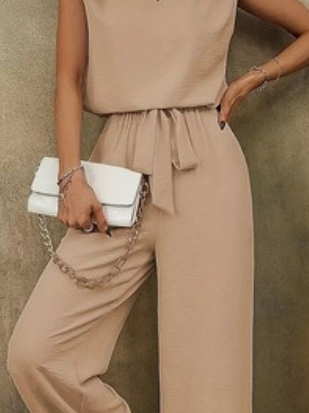 V-Neck Sleeveless Tank and Wide-Leg Pants Set