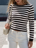 Striped Long Sleeve Knit Top