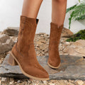 Suede Block Heel Western Boots