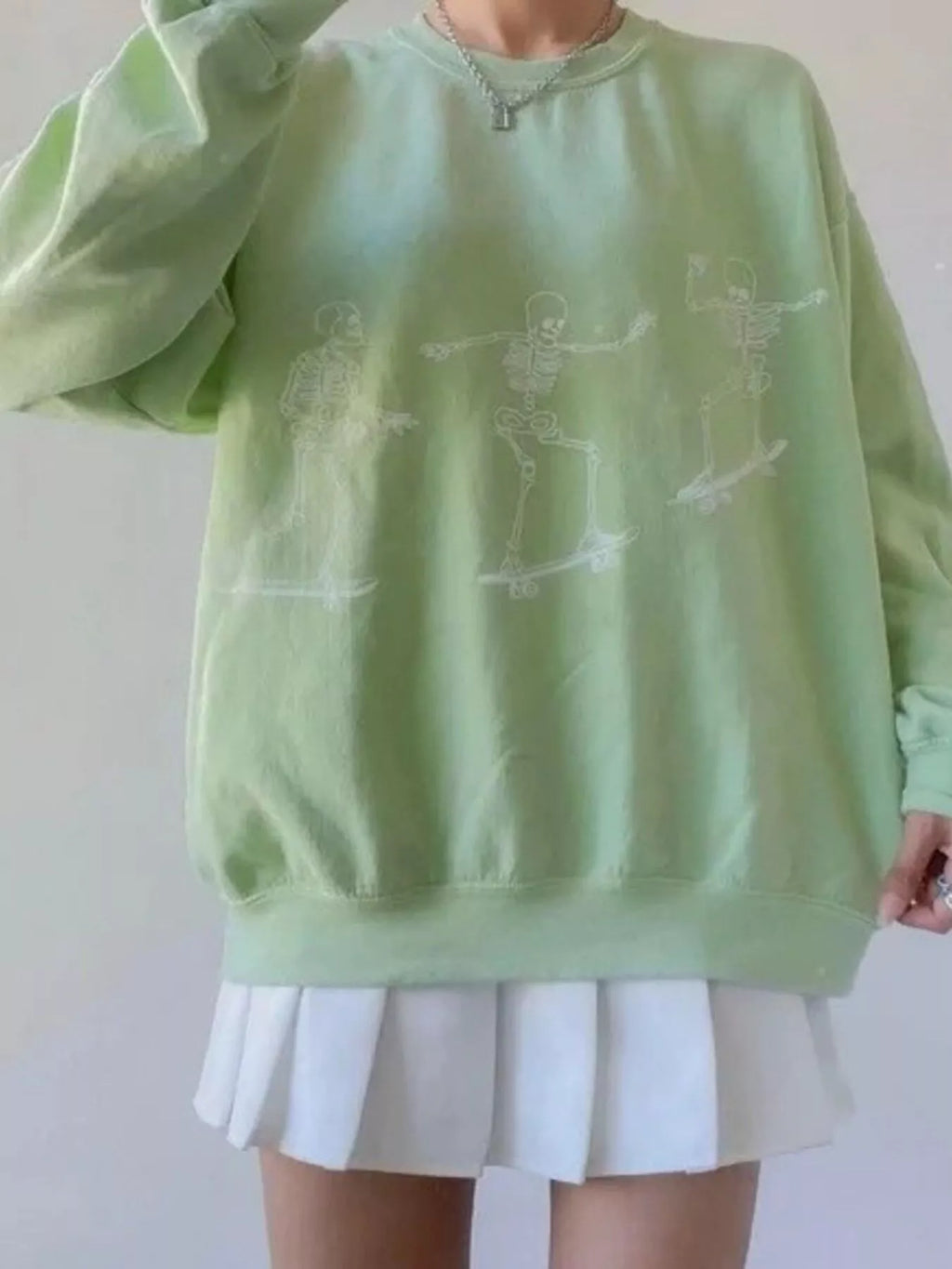 Skeleton Graphic Round Neck Sweatshirt