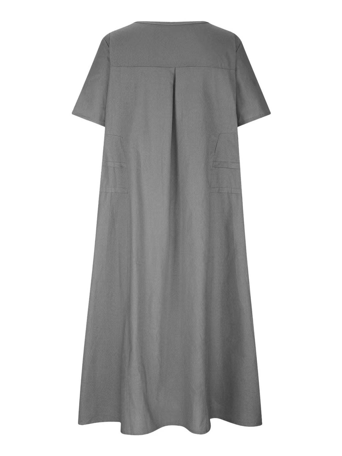 Full Size Casual Linen Blend Midi Dress Plus Size