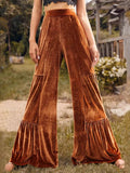 Velvet High Waist Wide Leg Pants