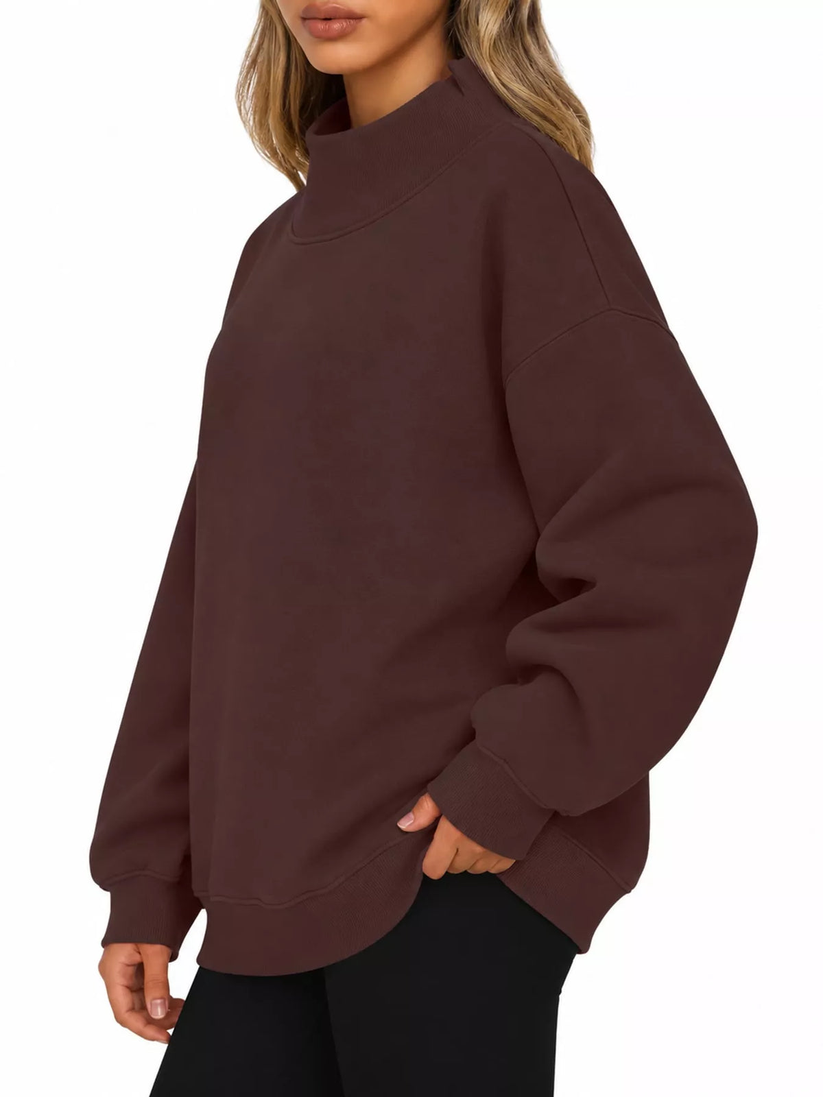Oversized Mock Neck Long Sleeve Sweatshirt