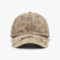 Fringe Hem Distressed Washed Cotton Dad Baseball Cap