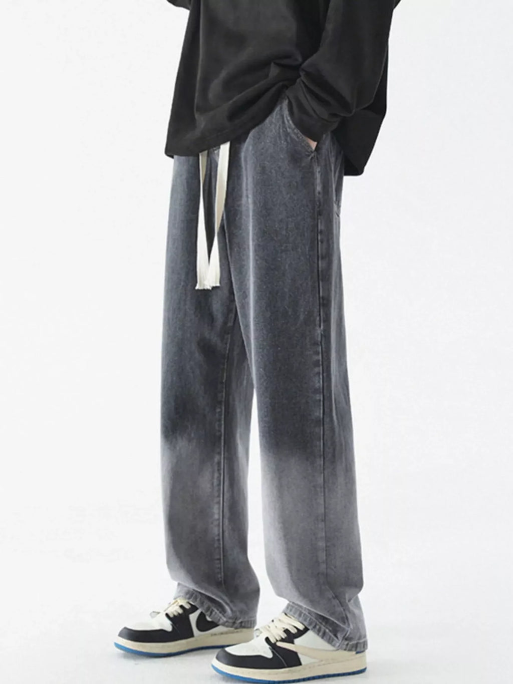 Men's Full Size Wide Leg Washed Jeans Plus Size
