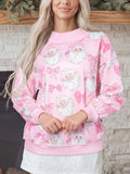 Abstract Santa Print Drop Shoulder High Neck Sweatshirt