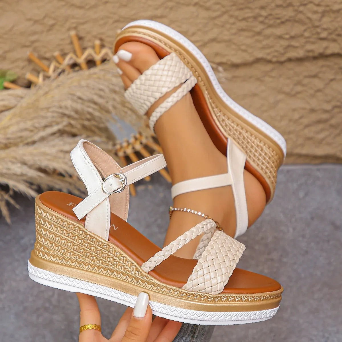 Woven Espadrille Wedge Sandals