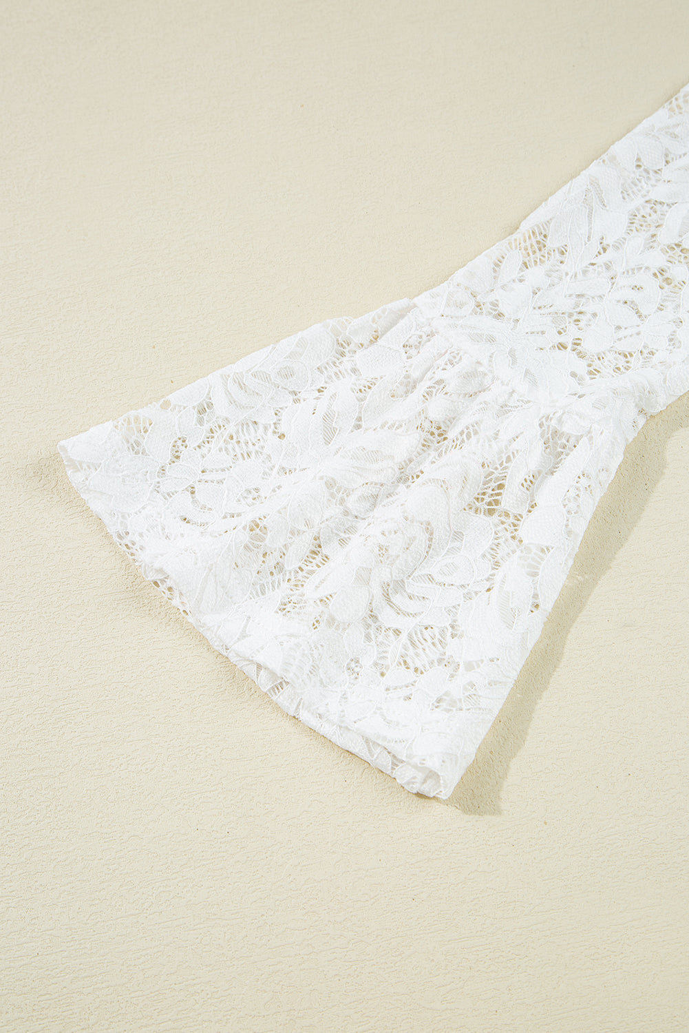 Solid Lace Crochet Bell Sleeve Blouse