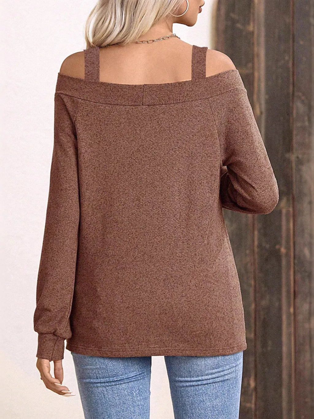 Cold Shoulder Long Sleeve T-Shirt