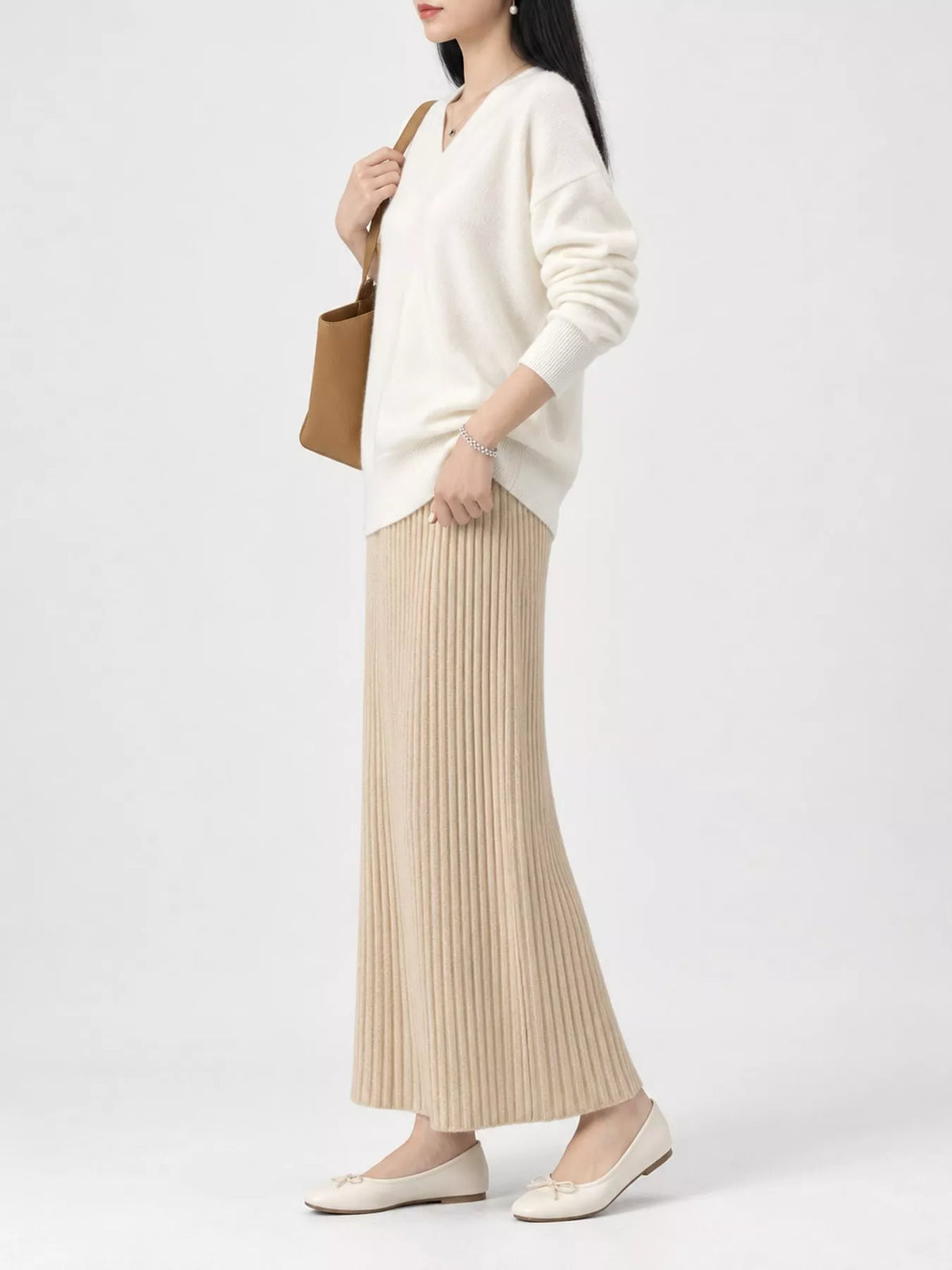 Wrap-Front Long Sleeve Sweater