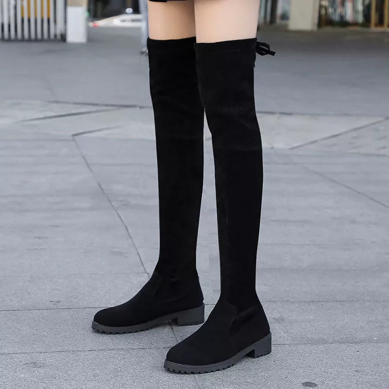 Over-the-Knee Block Heels Boots