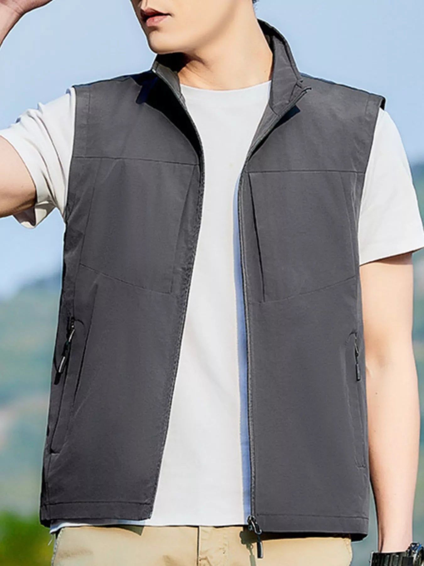 Men's Plus Size Lightweight Zip Up Vest