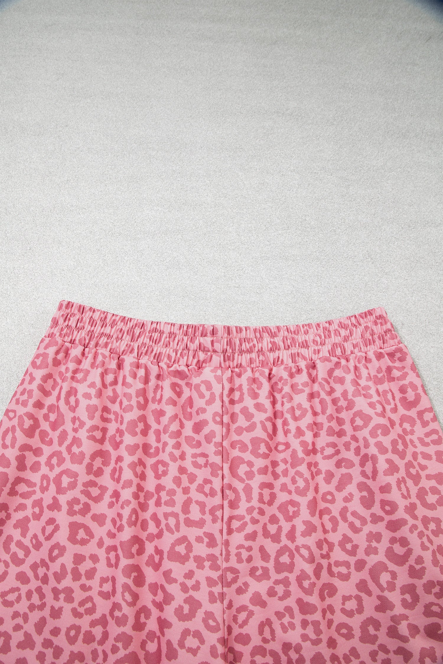 Pink Leopard Print Varsity Striped Detail 3/4 Sleeve Top Shift Pant Set