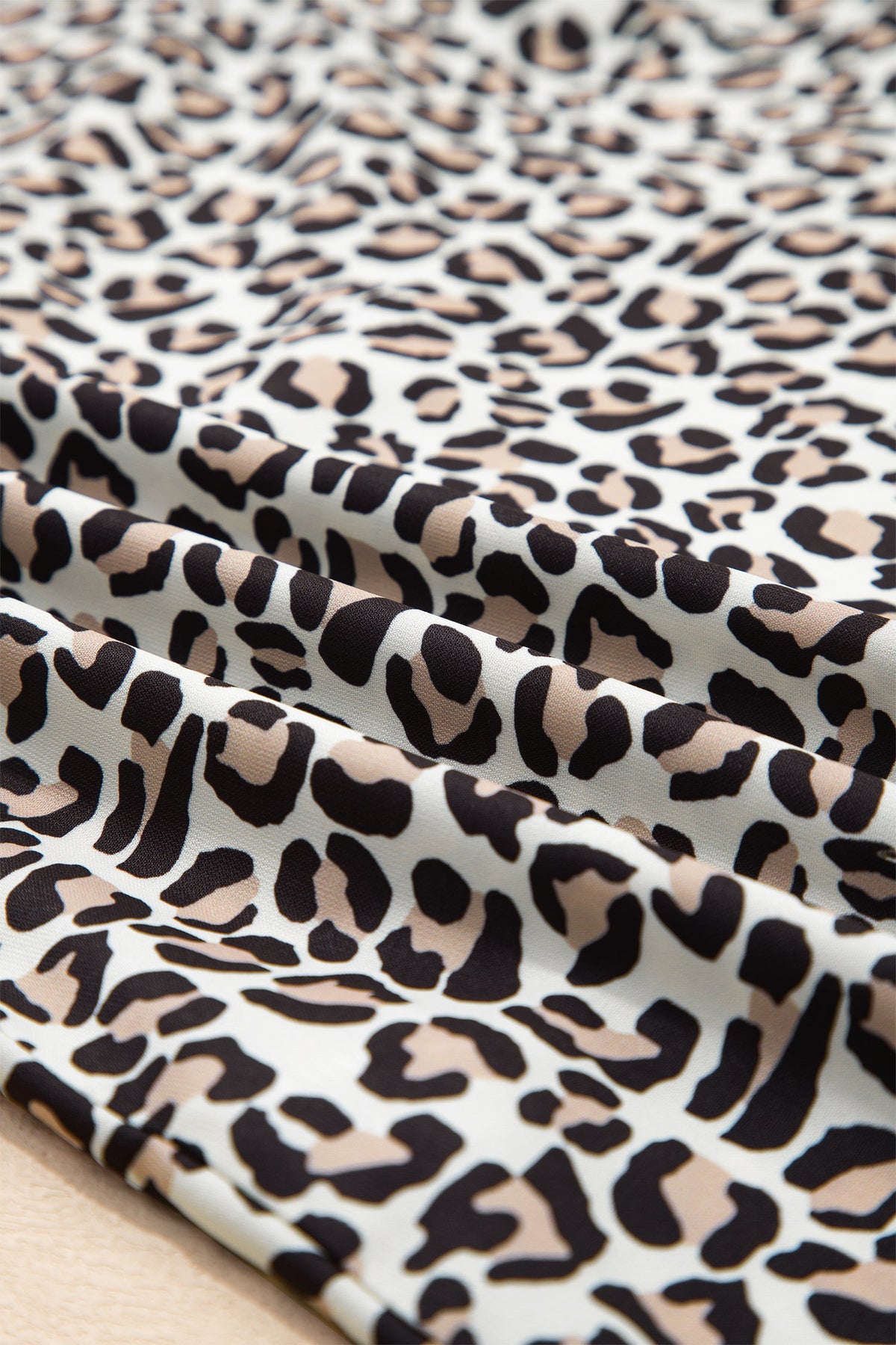 Leopard Colorblock Stripe V-Neck Short Sleeve Blouse