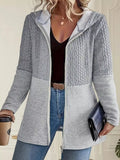 Full Size Textured Hooded Zip-Up Jacket Plus Size