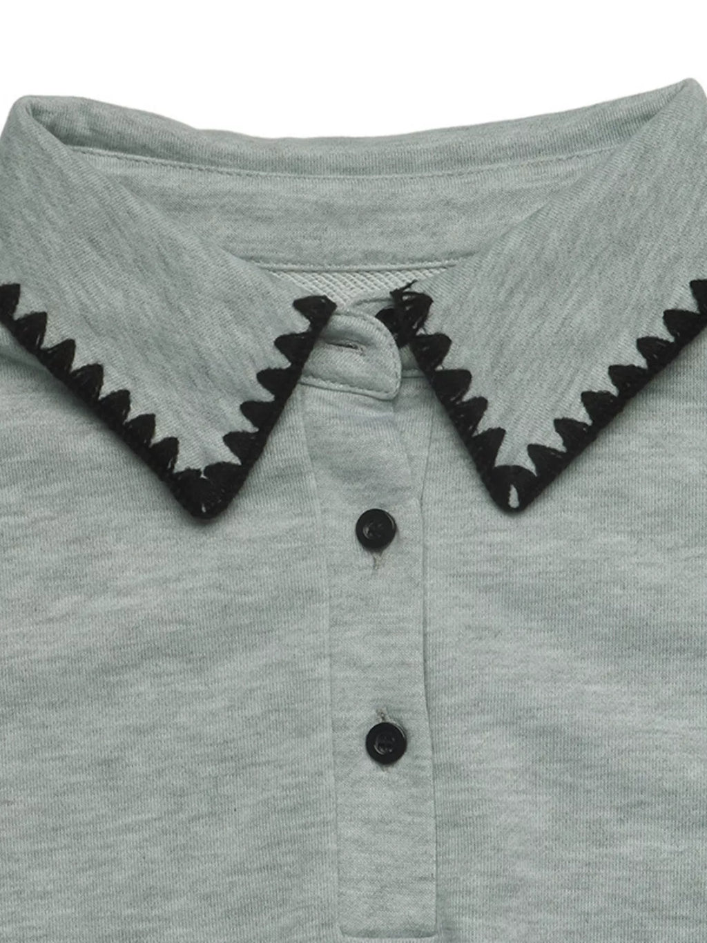 Polo Collar Dropped Shoulder Sweatshirt
