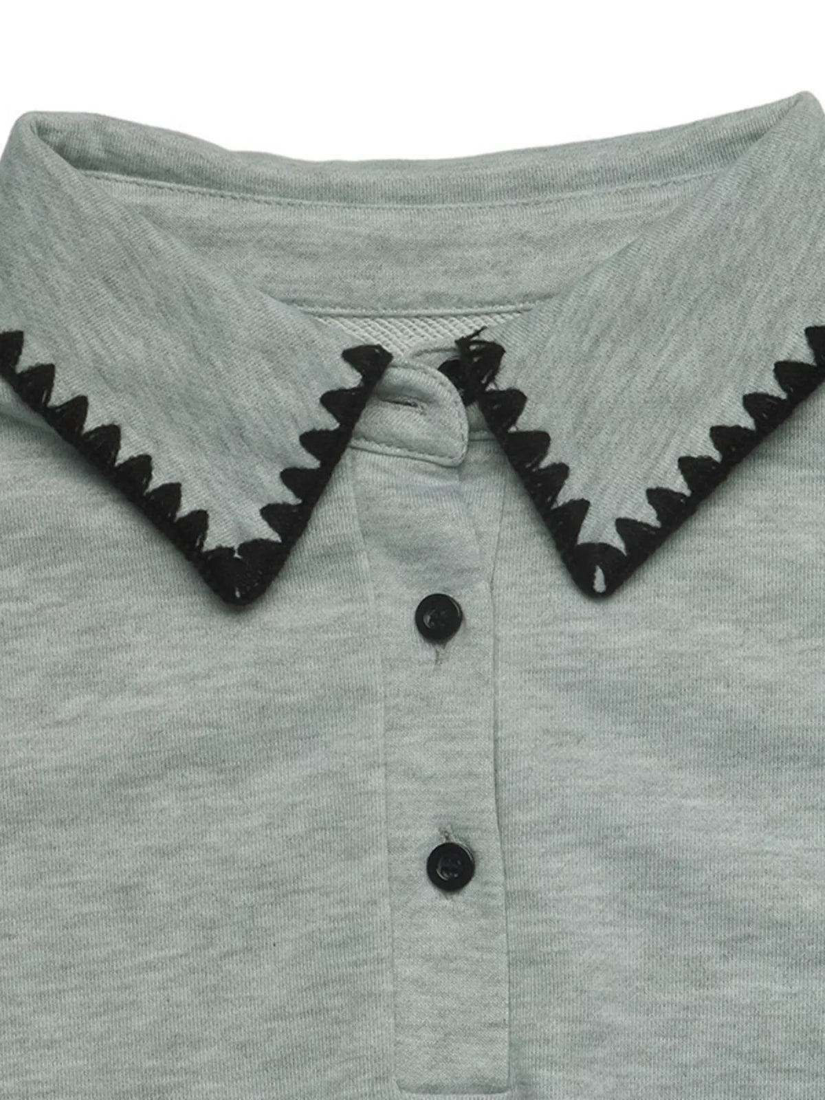 Polo Collar Dropped Shoulder Sweatshirt