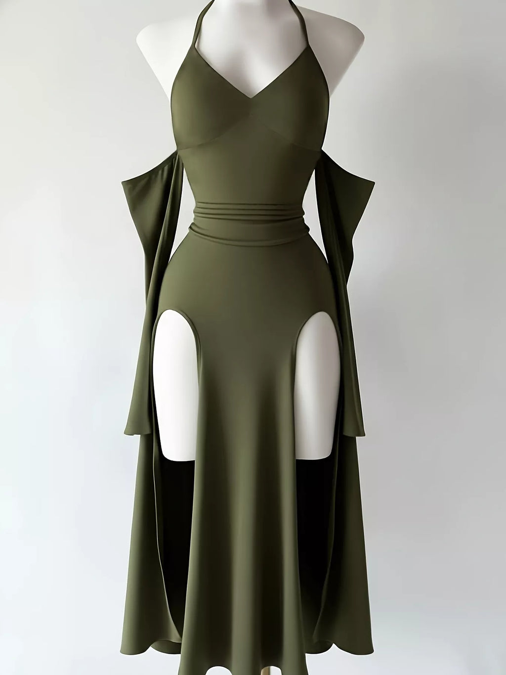 Halter Neck High-Slit Bodycon Dress
