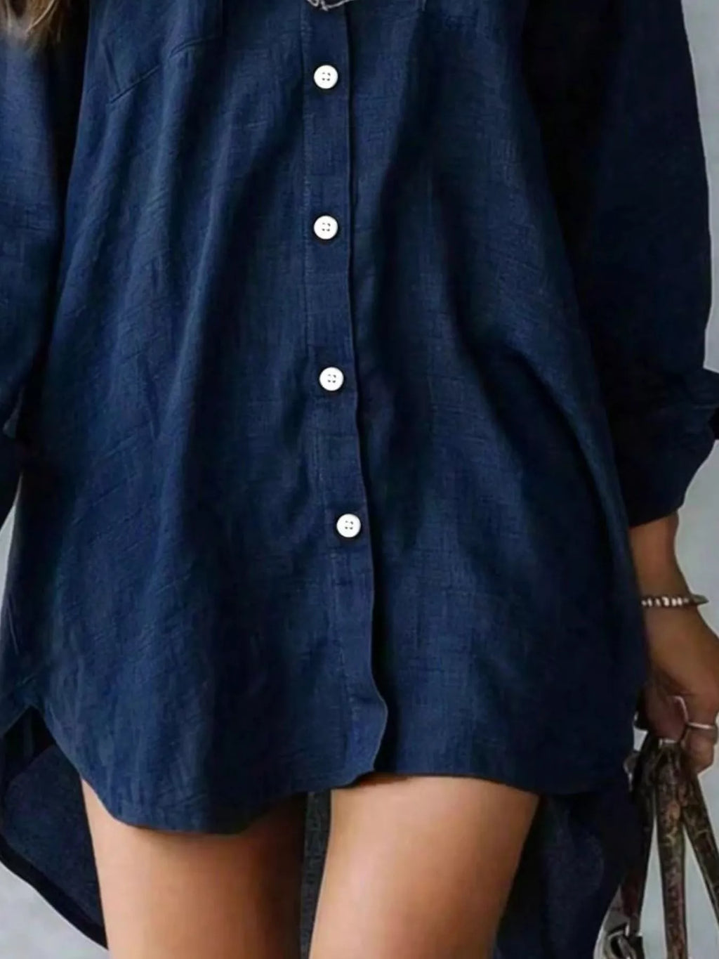 Casual Linen Shirt Dress with Pockets