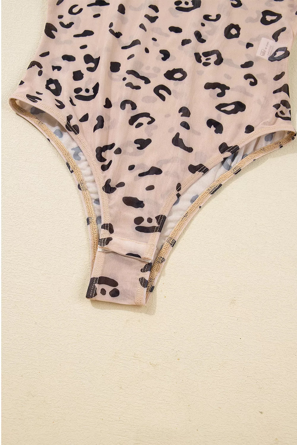 Mock Neck Sheer Mesh Leopard Long Sleeve Bodysuit