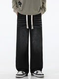 Men's Full Size Wide Leg Drawstring Jeans Plus Size