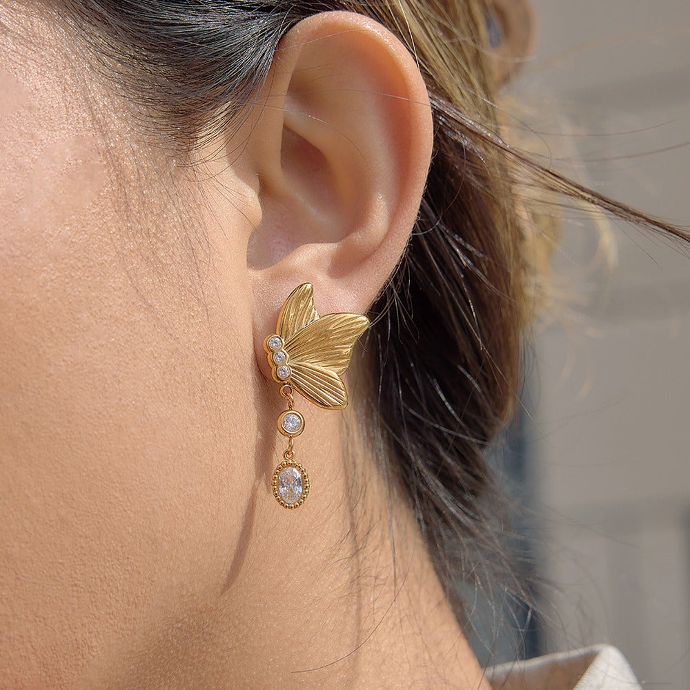 Butterfly Zircon Drop Earrings