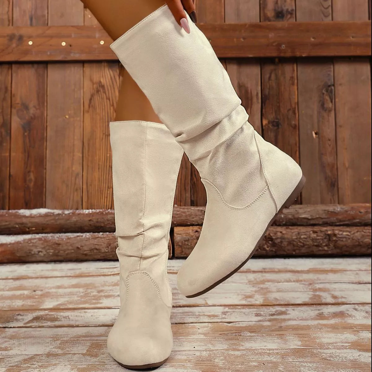 Round Toe Side Zip Boots