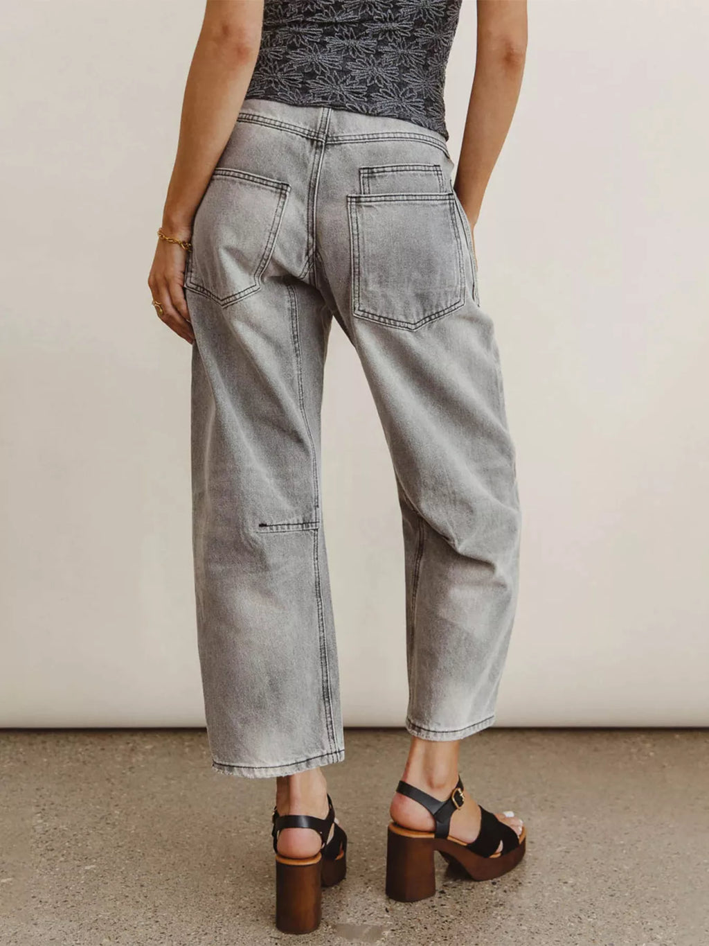 Drawstring Wide Leg Cropped Jeans