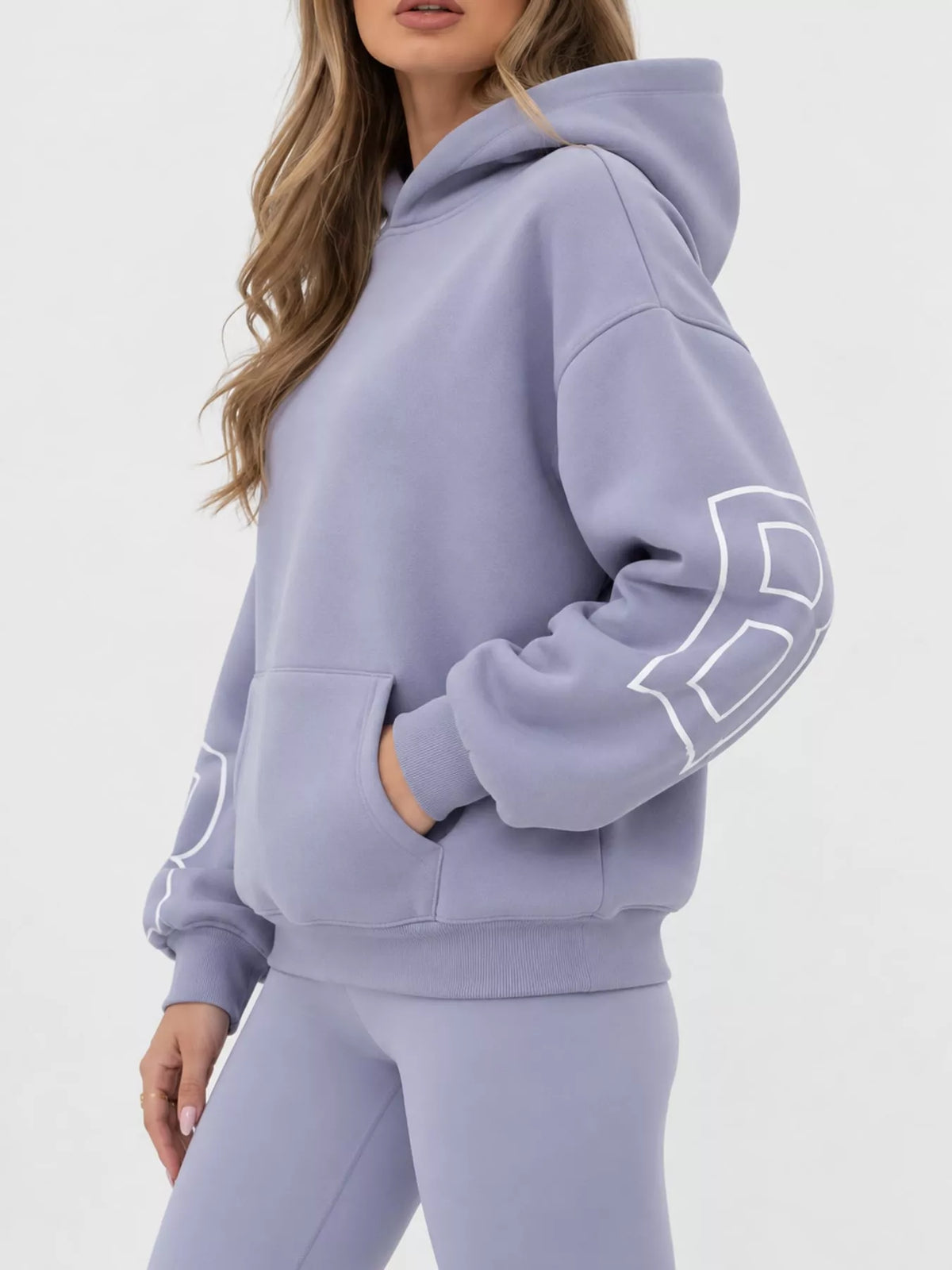 Letter Back Hoodie with Kangaroo Pocket