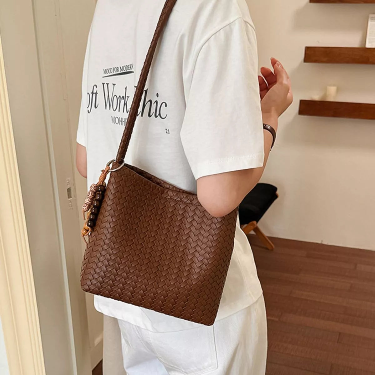 Woven Leather Shoulder Bag